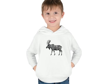 Pulôver de lã com capuz Moose para criança, moletom com capuz para criança Moose, moletom com capuz para alces do Alasca, camisa para crianças com alces, camisa para crianças com alces