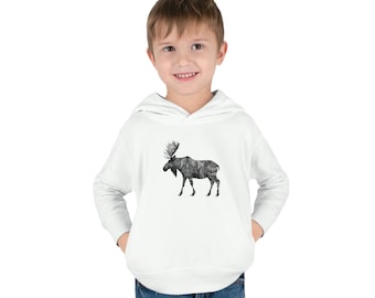 Sweat à capuche en polaire orignal pour tout-petits, sweat à capuche pour tout-petits orignaux, sweat à capuche orignal d'Alaska, chemise pour tout-petits orignaux, chemise orignal pour enfants