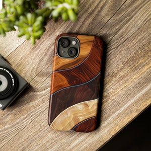 Wood Grain printed Tough iPhone Case, 11-15 Wood Grain iPhone Case, New iPhone Gift, iPhone Case for Husband Polycarbonate Shell iphone case