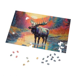 Moose Jigsaw Puzzle (30, 110, 252, 500,1000-Piece), moose puzzle, alaska moose puzzle, moose gift, moose lover gift, alaska puzzle