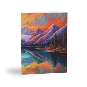 Biglietti d'auguri al tramonto dell'Alaska (8, 16 e 24 pezzi), cartoline del fiordo dell'Alaska, carte regalo dell'Alaska, carte regalo del tramonto in montagna, carte dell'Alaska