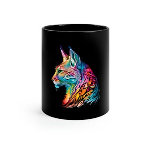 Lynx coffee mug, lynx mug, Cat mug, cat coffee mug, wild cat mug, mug for her, 11oz Black Mug