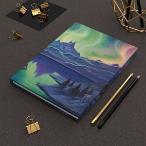 Hardcover Notizbuch, Aurora Borealis Notizbuch, Nordlichter Notizbuch, Alaska Journal, Nordlichter Geschenk