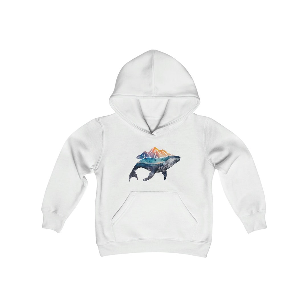 Youth Whale Hooded Sweatshirt, Back to School Hoodie, Youth Whale