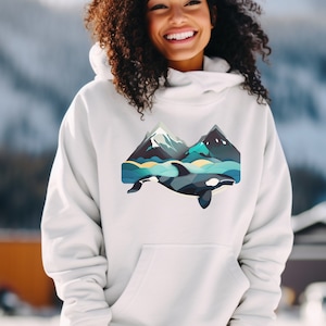 Killer Whale Unisex Heavy Blend™ Hooded Sweatshirt orca hoodie killer whale lover shirt alaska cruise hoodie orca lover shirt