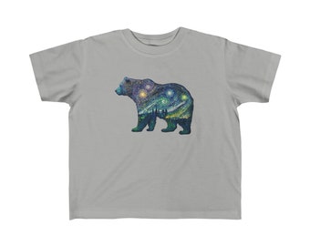 Bear Kid's Fine Jersey Tee, Starry night bear shirt, kids bear shirt, Kids bear tee, Trendy kid animal shirt, alaska bear shirt, Bear tee