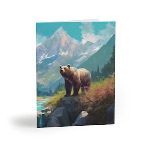 Cartes de vœux ours (8, 16 et 24 pcs), cartes-cadeaux ours de l’Alaska, cartes de vœux alaska, cartes ours brun, cartes de vœux grizzly