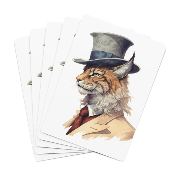 Lynx Custom Poker Cards, Lynx playing cards, lynx poker cards, lynx lover gift, wild cat playing cards, fun animal playing cards