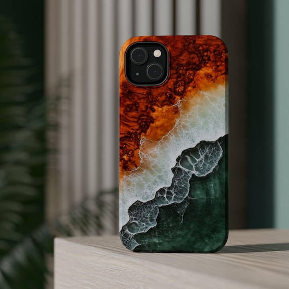 Koa Wood Grain Epoxy Ocean Waves Magnetic Tough Case Magsafe