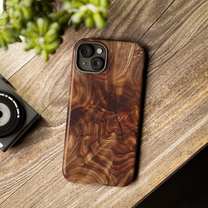 Walnut wood print tough phone case wood grain phone case polycarbonate tough shell iphone 8-15 cases iphone wood grain nerd iphone case