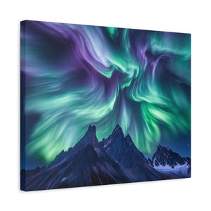 Northern Lights Wall art Matte Canvas Stretched, 1.25&quot; aurora borealis home decor alaska northern lights home office art