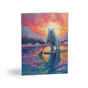 Cartões engraçados de urso polar (8, 16 e 24 unidades), conjunto de cartões engraçados de urso polar, cartão de urso polar, cartão engraçado do Alasca, presente de prancha de remo