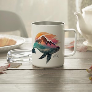 Alaska Insulated Coffee Mug, 10oz stainless steel coffee tea mug alaska cruise travel mug alaska souvenir alaska lover mug with handle