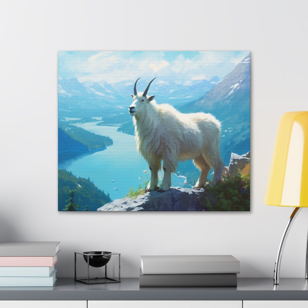 Alaska Mt. Goat Canvas, Mountain Goat Wall Art, Mountain Goat Print ...