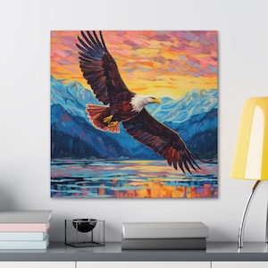 Bald Eagle Canvas Print, Bald eagle gift, Bald eagle lover gift, Alaska wildlife print, Alaska wall art, Bald eagle wall art, Eagle gift