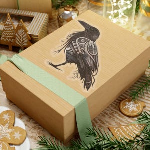 Raven sticker, Dressed up Raven Sticker, Celtic Raven sticker, Alaska souvenir, Alaska cruise gift, Raven lover sticker