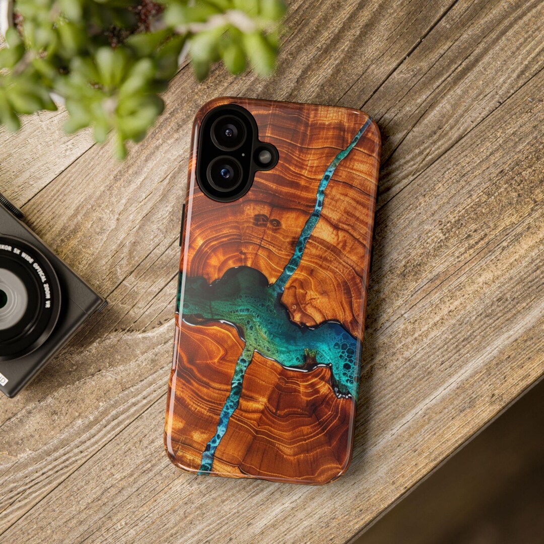 Koa Wood Grain iPhone Case, Tough Wood Epoxy Print Phone Case ...