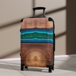 Houtnerf koffer, houten epoxy print koffer, afgesloten koffer, koffer, decoratieve koffer, unieke koffer, riviertafel, cadeau