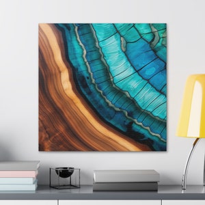 Wood Epoxy Print, Canvas Gallery Wrap, Epoxy river print, wall art, home decor, river table, living room wall art, epoxy, wood art, wood