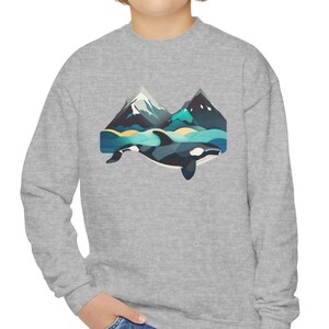 Orca Youth Crewneck Sweatshirt killer whale sweatshirt youth orca shirt orca lover killer whale gift shirt alaska sweatshirt
