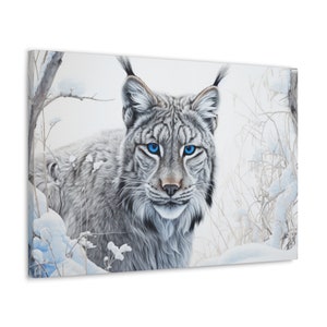 Lynx Canvas Gallery Wrap, Lynx wall art, Lynx lover gift, wild cat wall art, wild cat gift, cat lover gift, lynx, winter cat wall art