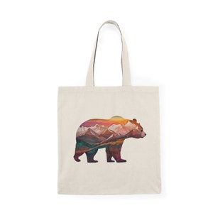 Bear Natural Tote Bag, Bear mountain, bear art tote bag, bear lover shopping bag, bear shopping bag, alaska shopping bag