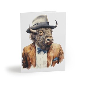 Buffalo wenskaarten (8, 16 en 24 stuks), grappige dierencadeaukaartenset, buffelminnaarkaart, buffelkaartenset, cowboykaartenset
