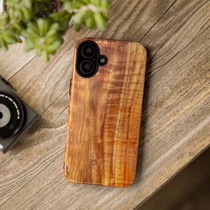 Koa Wood Printed Tough Cases iPhone 16-13 tough cases protective polycarbonate case for iphone wood grain lover gift