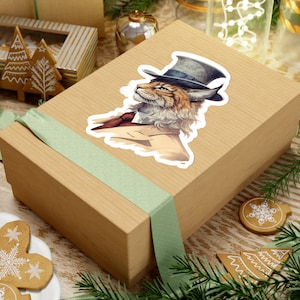 Lynx Kiss-Cut Sticker, Lynx sticker, dressed up lynx sticker, lynx lover gift, lynx gift, cat lover sticker, funny cat sticker
