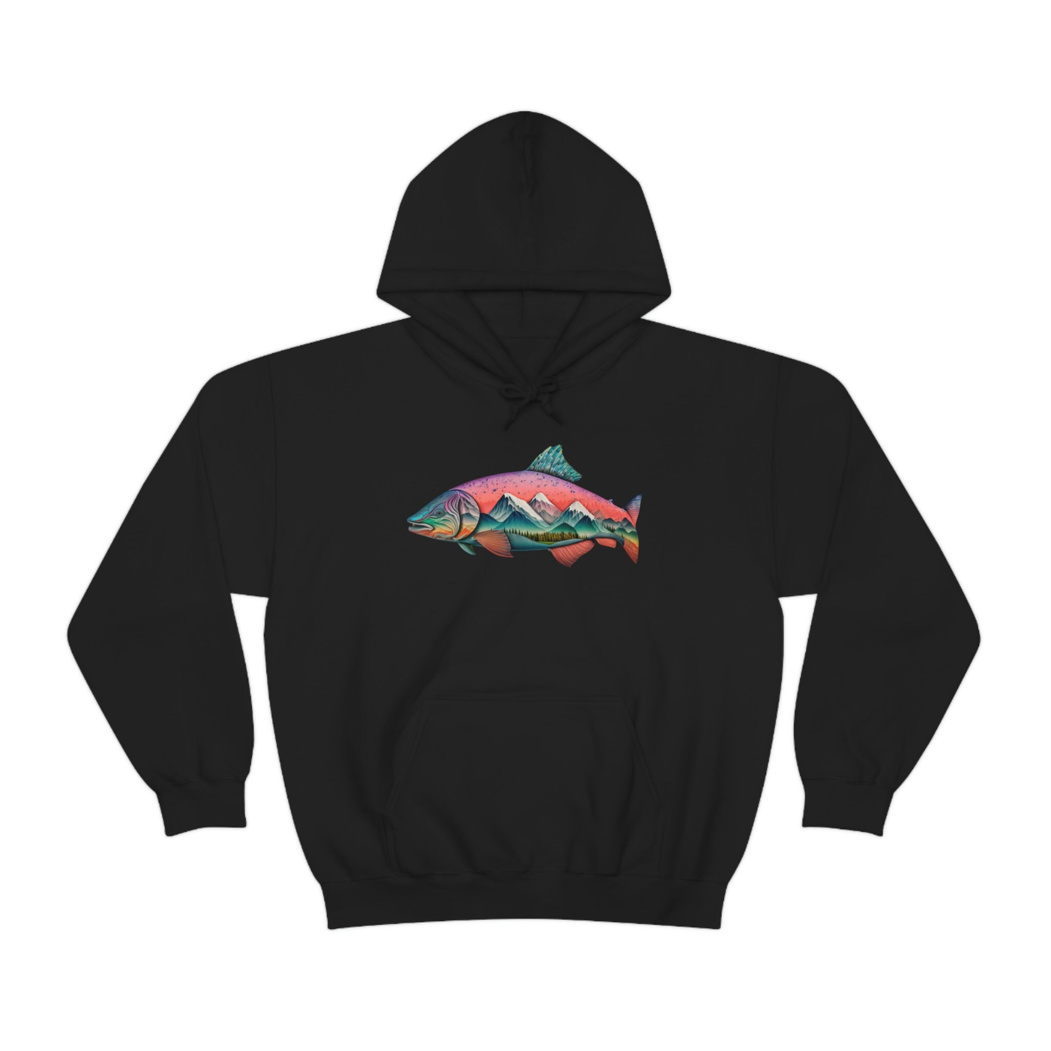 Unisex Salmon Hooded Sweatshirt, Alaska Salmon Hoodie