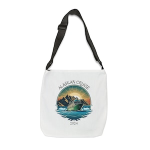 Alaska Cruise Adjustable Tote Bag, 2024 Alaska tote bag, adjustable tote bag, alaska cruise shopping bag, cruise tote bag