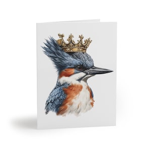 Kingfisher Greeting cards (8, 16, and 24 pcs), belted kingfisher cards, kingfisher gift cards, kingfisher greeting cards, bird lover card