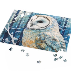 Snow Owl Puzzle, (120, 252, 500-Piece) piece snow puzzle, owl lover gift, owl gift, owl puzzle, owl lover, winter puzzle, christmas puzzle