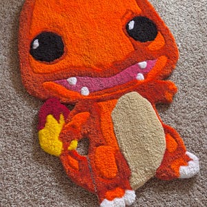 Glumanda Getufteter Teppich | Handgemachter Pokémon Teppich | Baby Kinderzimmer Dekor | Zocker Geschenk | Niedliche Anime Bodenmatte | Kawaii Raumästhetik