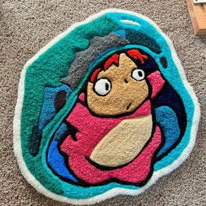 Ponyo Rug - Tufted Anime Carpet Inspired by Studio Ghibli -  Handmade Wall Hanging or Floor Mat - Cute Custom Decor for Anime Lovers