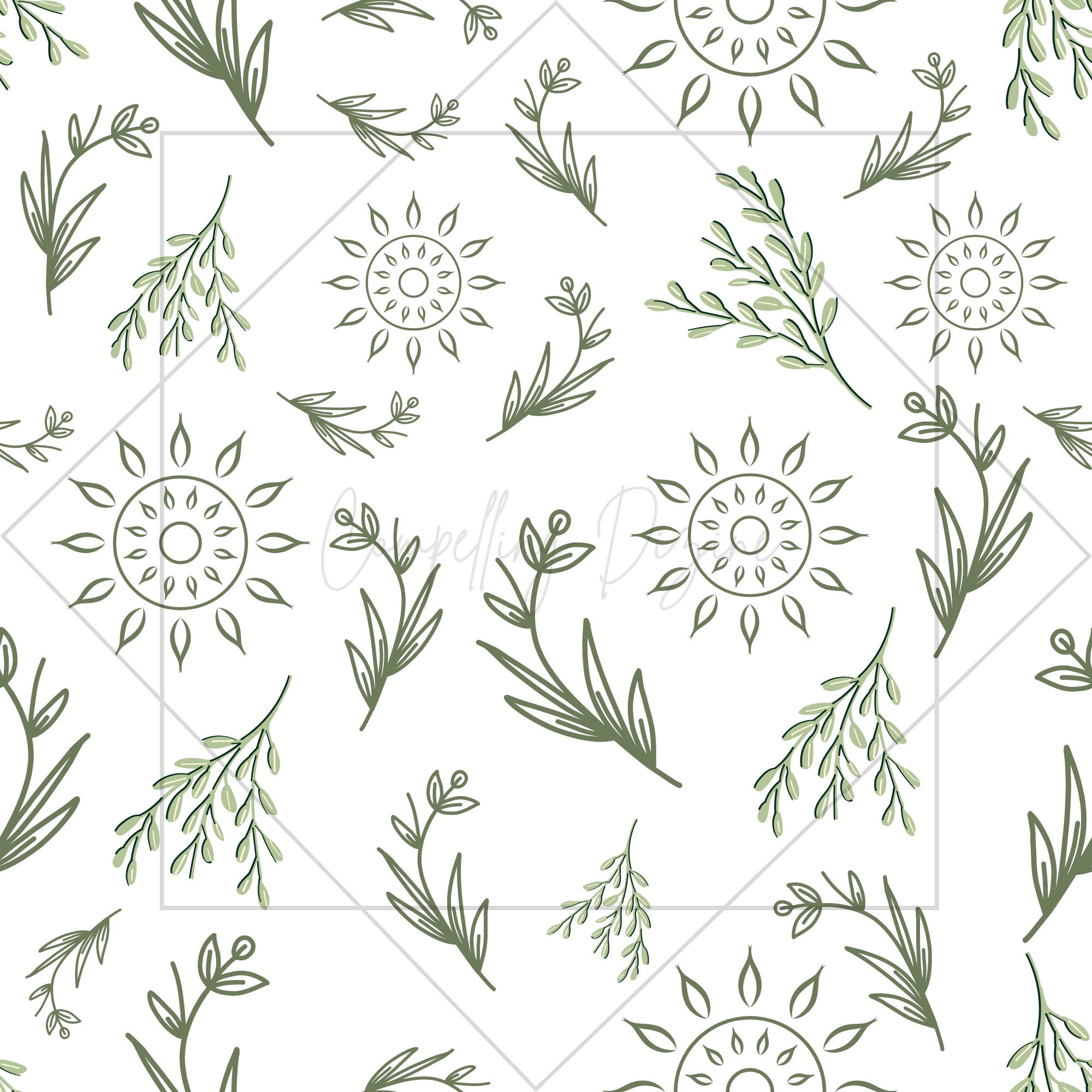 Greenery Design Patterns Elegant Greenery Digital Designs Floral Scrapbook Craft Paper Leaves ...
