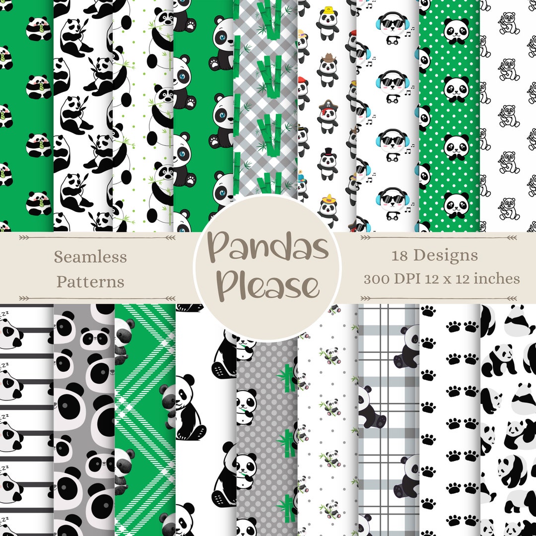 Panda Bears Digital Designs | Giant Pandas Scrapbook Craft Paper ...