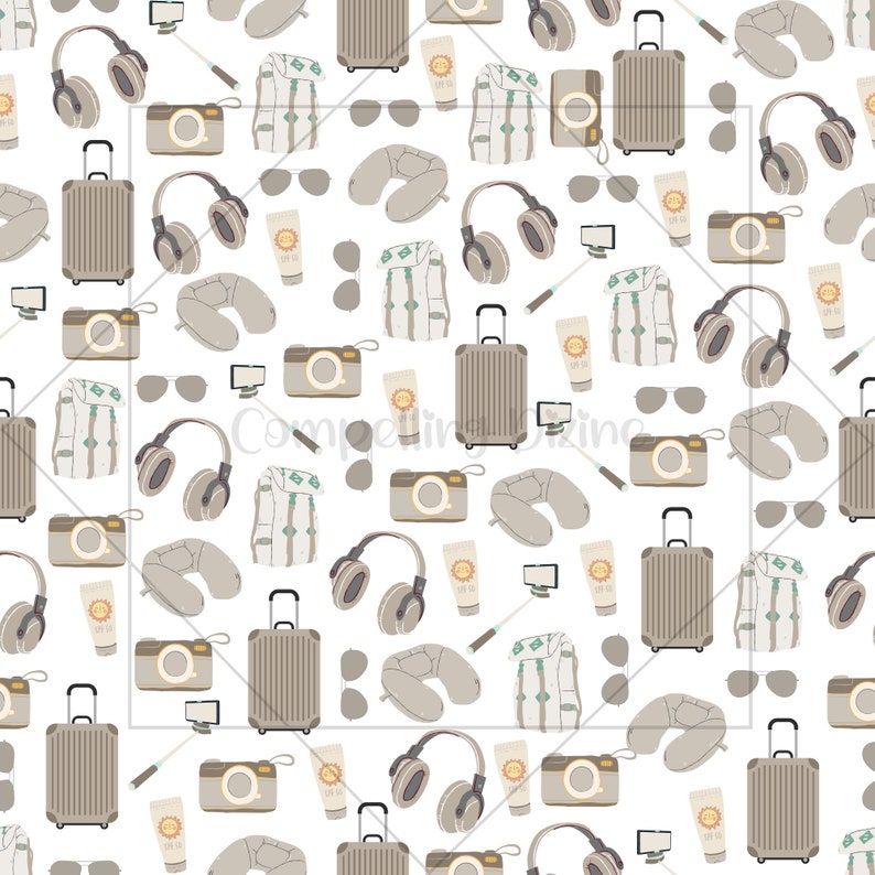 Travel Pattern Paper Adventure Digital Designs | Plane Seamless Patterns | Travel Scrapbook ...