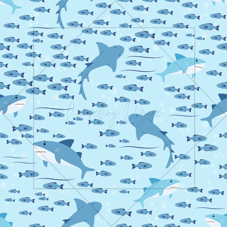 Super Sharks Digital Designs Sea Life Scrapbook Craft Paper Animal ...