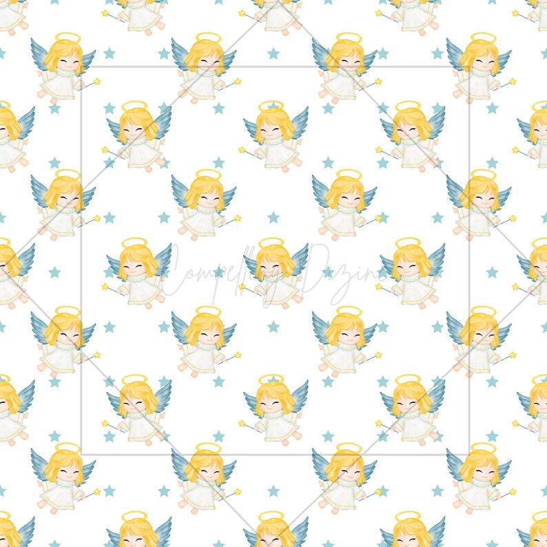 Child Angel Digital Designs | Angelic Seamless Patterns | Heavenly ...