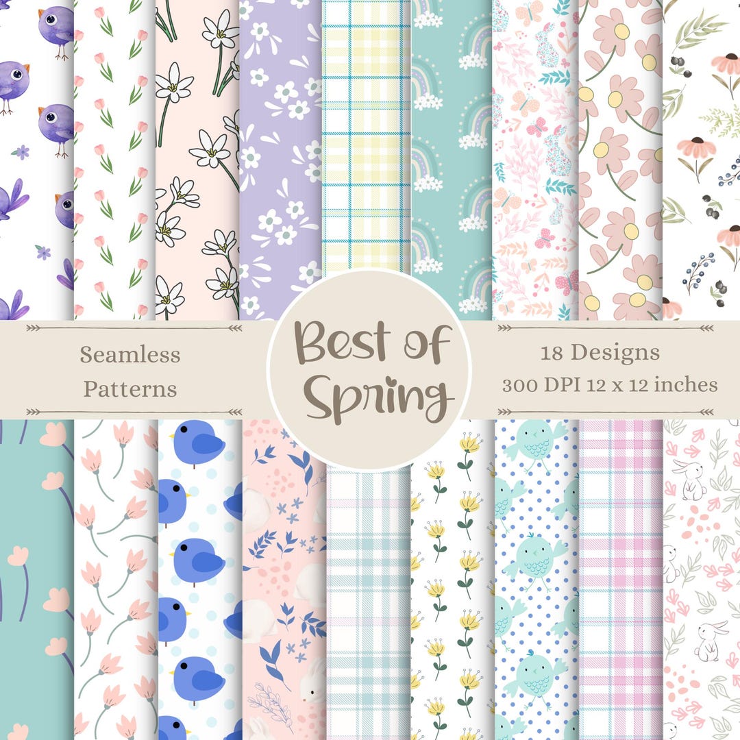 Spring Digital Patterns | Floral Seamless Paper | Blossom Scrapbook ...