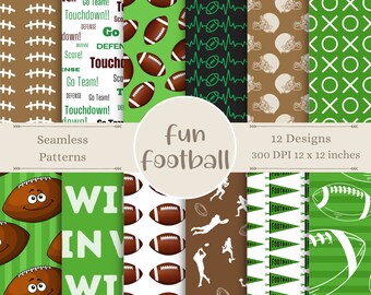 Football Digital Patterns | Game Time Seamless Paper | Sports Scrapbook Prints | Football Player Designs | Touchdown Background Art | Party