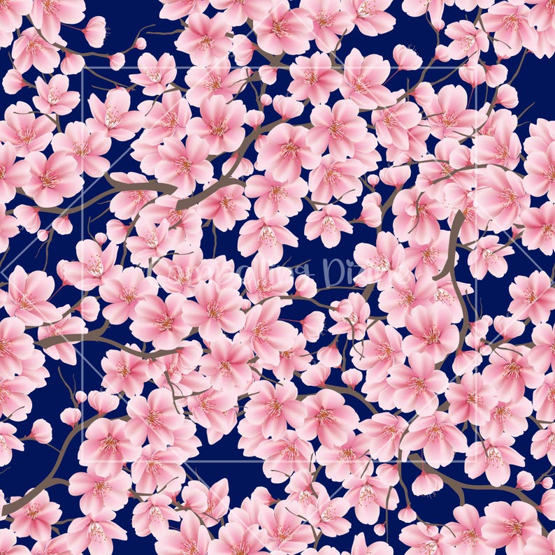 Cherry Blossom Digital Paper | Floral Seamless Patterns | Bloom Images ...