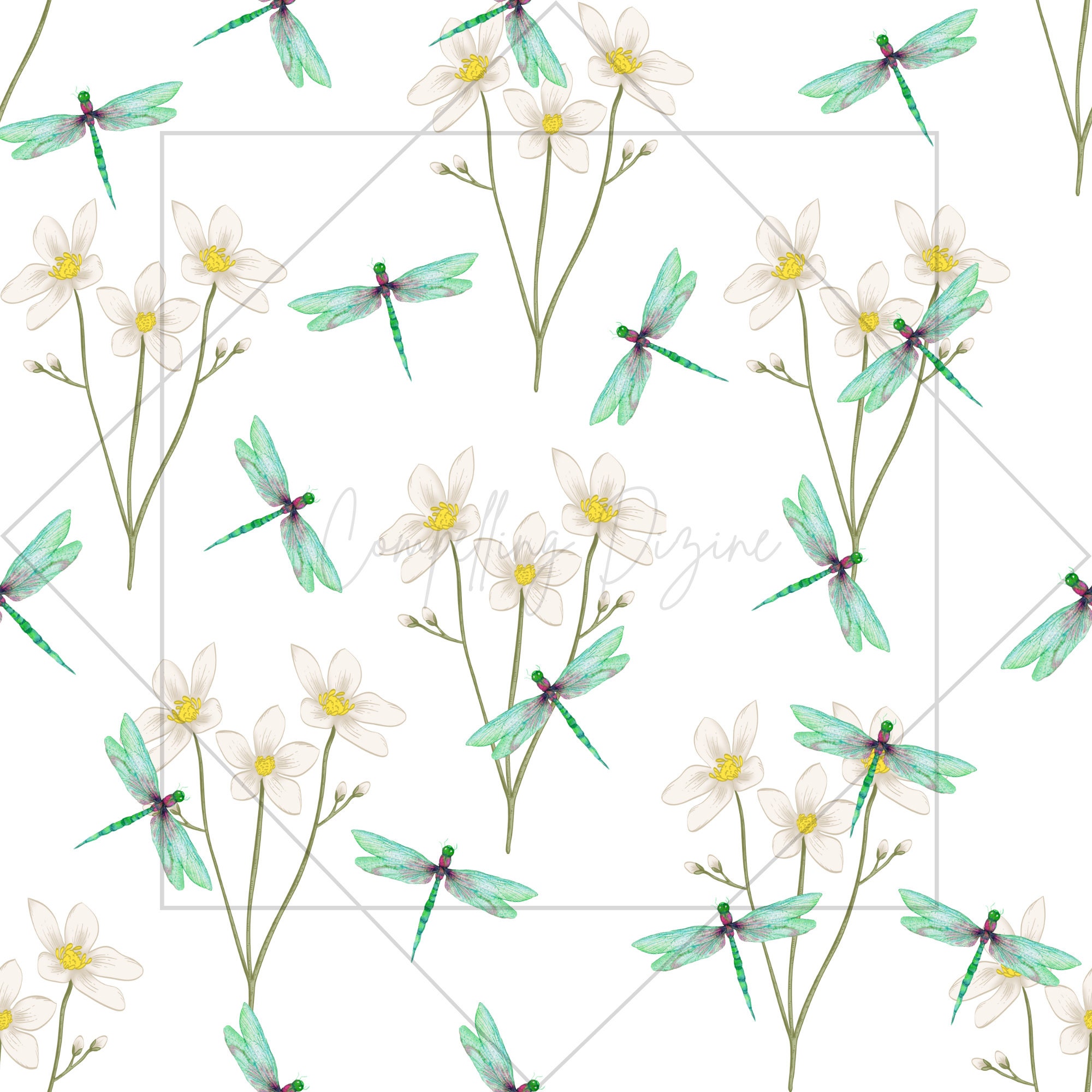 Dragonfly Digital Patterns | Animal Seamless Paper | Colorful Scrapbook ...