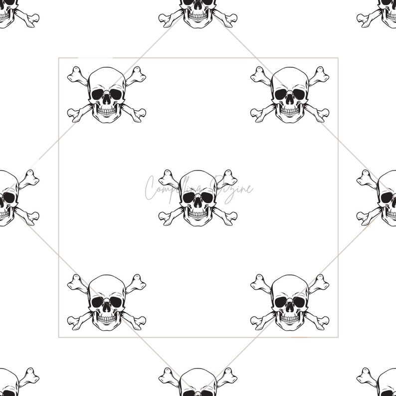 Skull and Bones Digital Patterns | Halloween Seamless Paper | Skull and ...