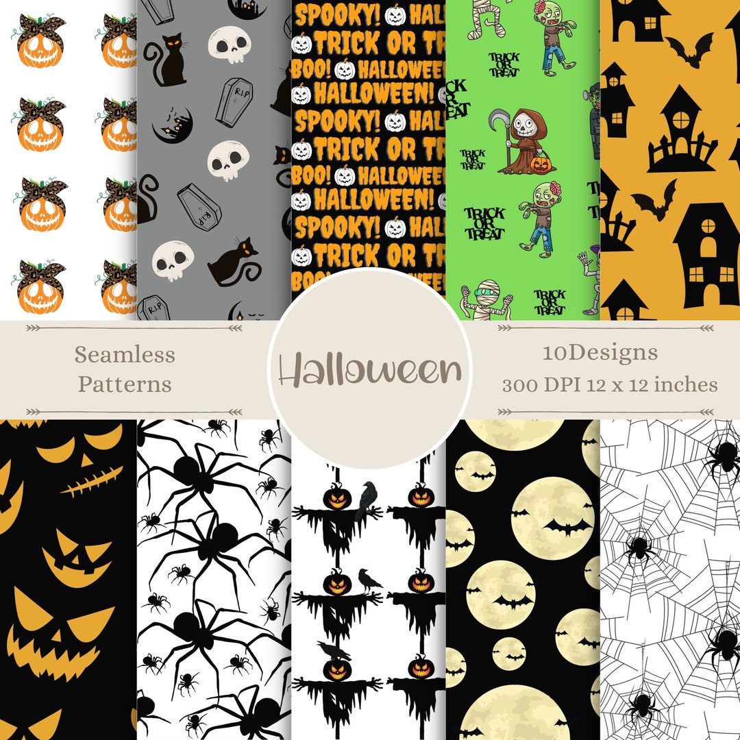 Halloween Digital Paper | Spooky Images | Scary Seamless Patterns ...