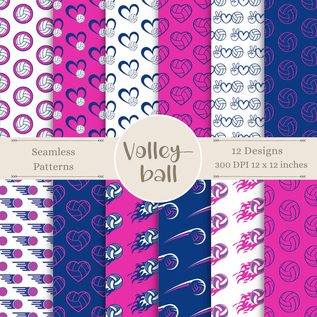 Volleyball Digital Patterns | Game Time Seamless Craft Paper | Sports ...