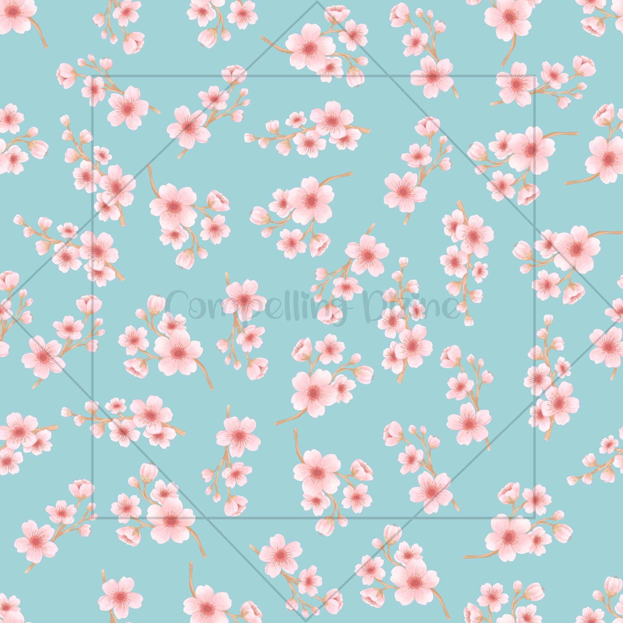 Cherry Blossom Digital Paper | Floral Seamless Patterns | Bloom Images ...