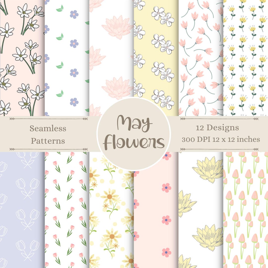 Spring Digital Patterns | Floral Seamless Paper | Bloom Scrapbook ...
