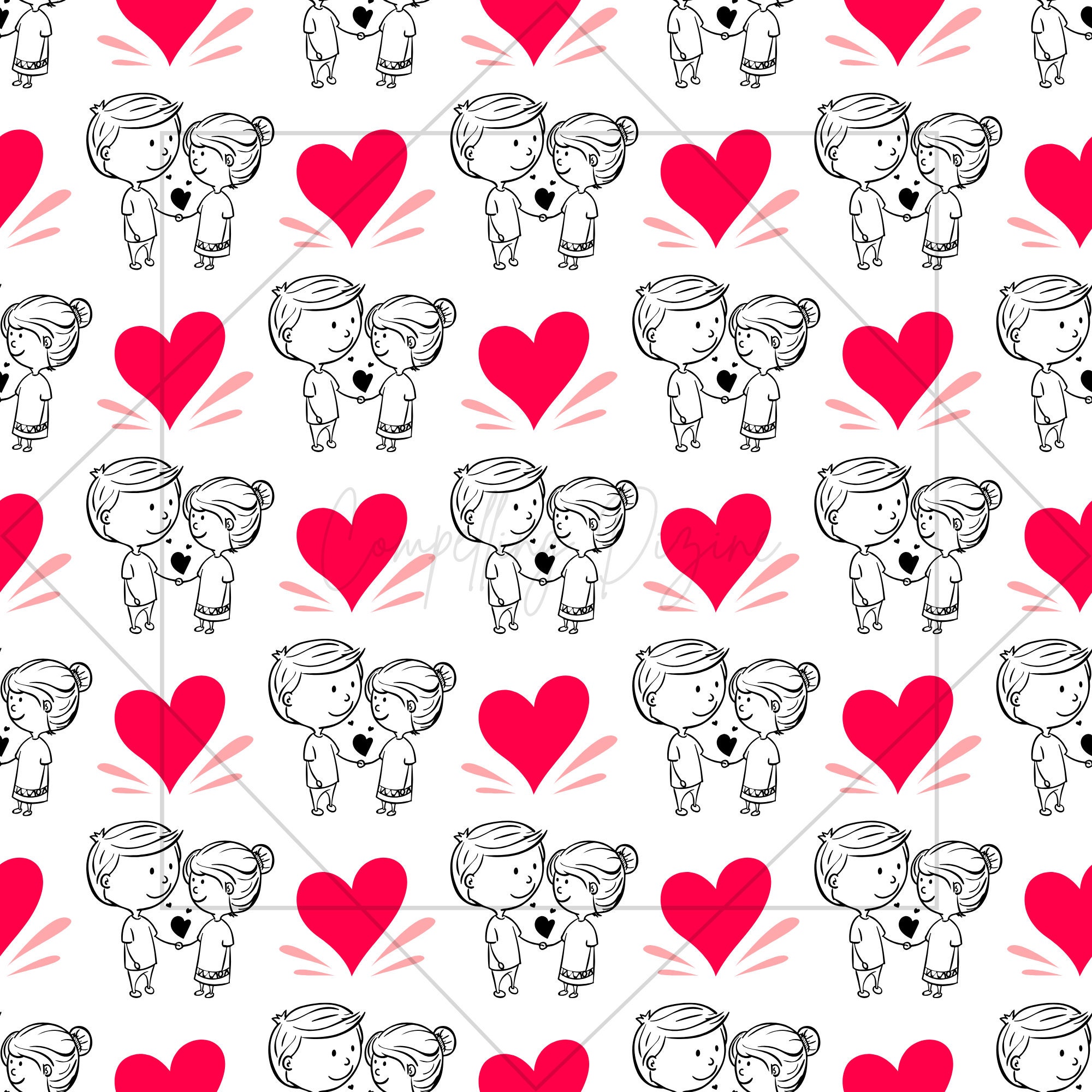 Valentines Day Digital Pattern Bundle Q40 | Love Seamless Paper ...